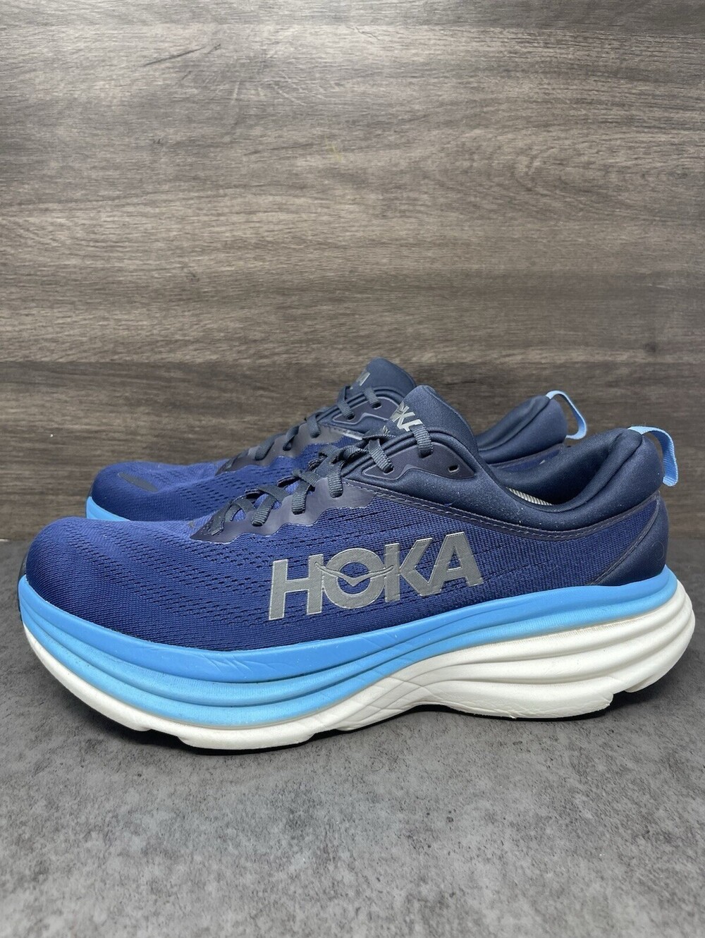 HOKA Bondi 8 Size 13 Mens Blue Running Walking Cushioned Athletic Shoes